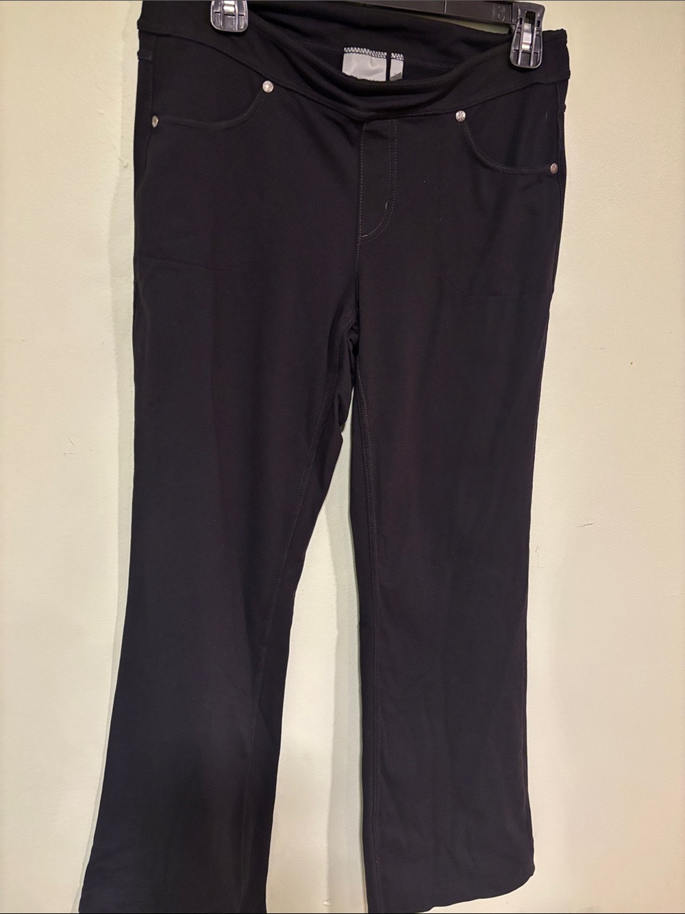 Athleta Bettona Classic Pant in black five-pocket denim jean style stretch